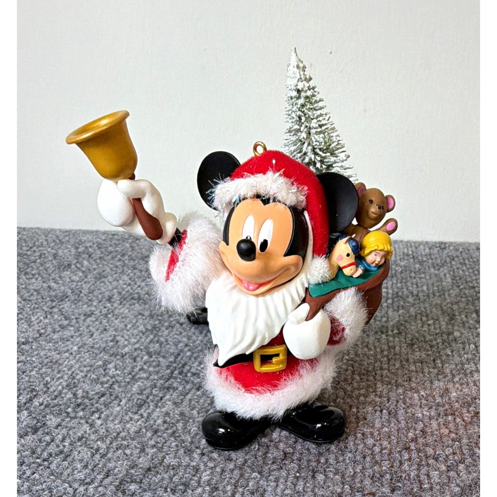 Disney Mickey Mouse Santa Christmas Ornament Figurine 2017 Plastic Decoration